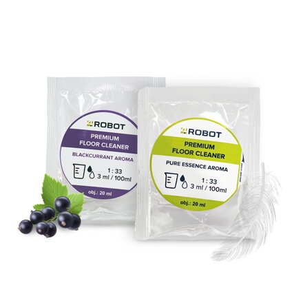 4Robot tisztítószer felmosó funkciós robotporszívókhoz – Kedvező mintacsomag Pure Essence + Blackcurrant (2×20 ml)